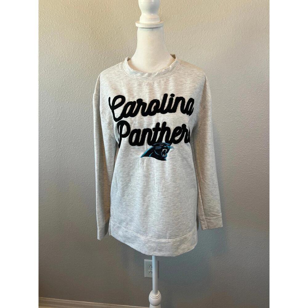 NFL Team Apparel Carolina Panthers Logo Sweatshirt Gray Size Small